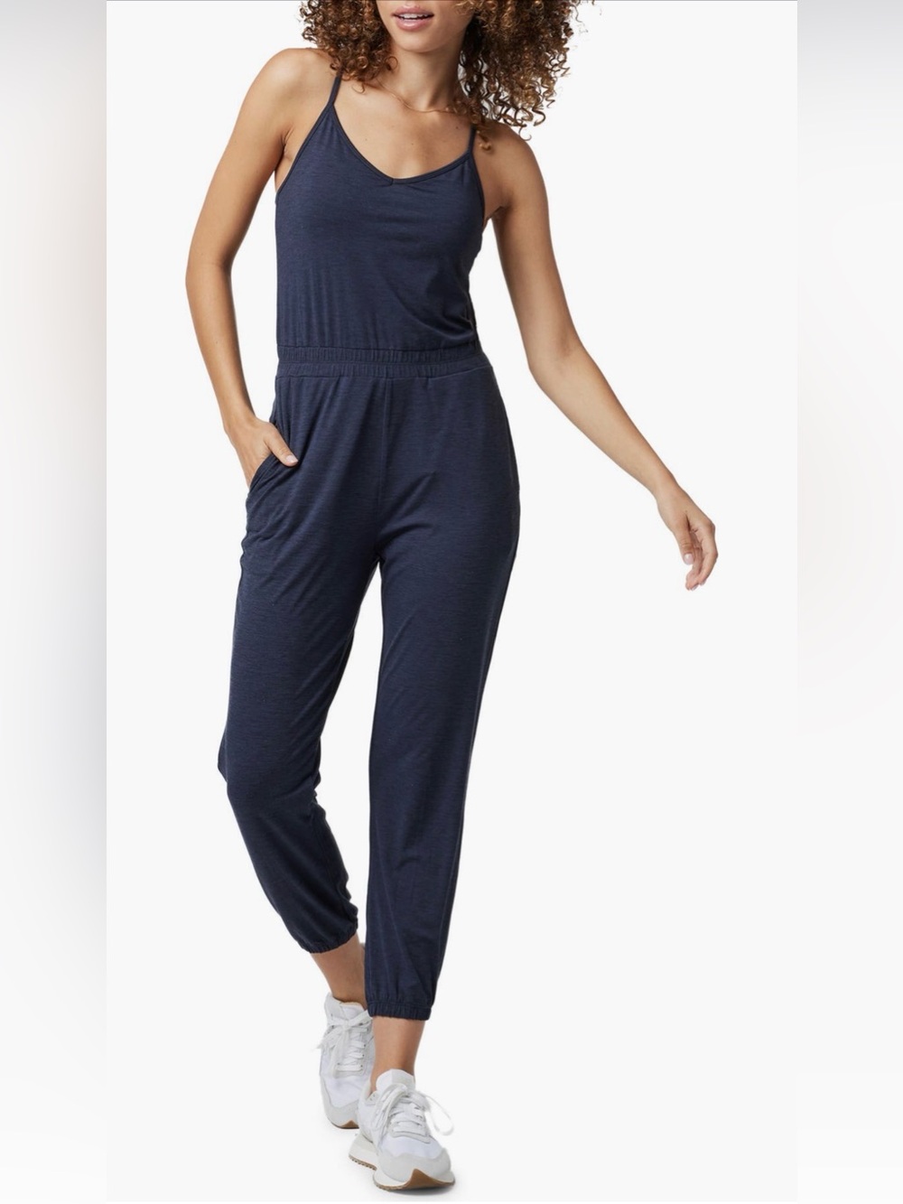Vuori Women's Lux Jogger Jumpsuit Size Medium (6/8) Midnight Heather Blue Navy